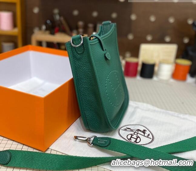 Top Quality Hermes Evelyne Mini Bag 18cm in Togo Calfskin L1306300 Green/Silver