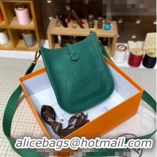 Best Price Hermes Evelyne Mini Bag 18cm in Togo Calfskin L1306300 Green/Gold