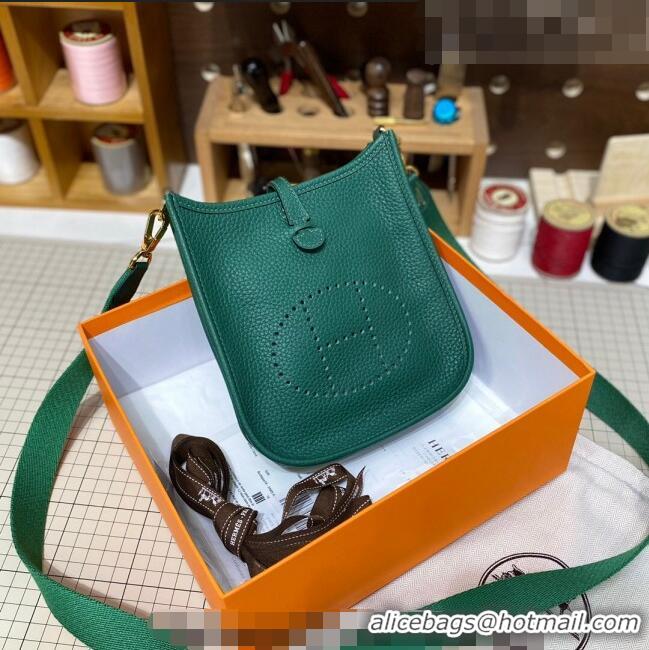 Best Price Hermes Evelyne Mini Bag 18cm in Togo Calfskin L1306300 Green/Gold