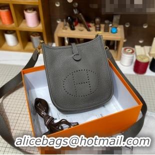 Grade Design Hermes Evelyne Mini Bag 18cm in Togo Calfskin L1306300 Tin Grey/Gold