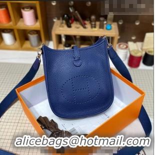 Well Crafted Hermes Evelyne Mini Bag 18cm in Togo Calfskin L1306300 Royal Blue/Silver