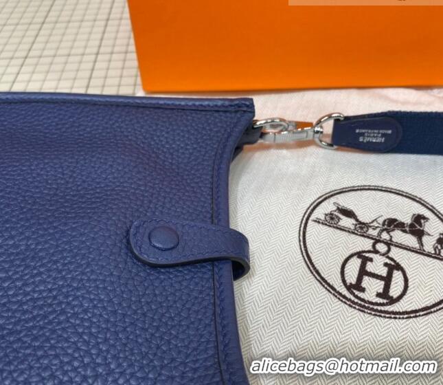 Well Crafted Hermes Evelyne Mini Bag 18cm in Togo Calfskin L1306300 Royal Blue/Silver