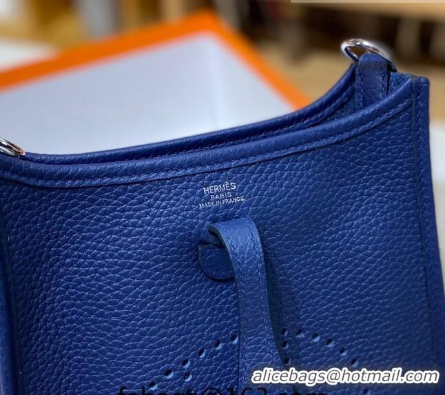 Well Crafted Hermes Evelyne Mini Bag 18cm in Togo Calfskin L1306300 Royal Blue/Silver