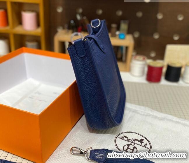 Well Crafted Hermes Evelyne Mini Bag 18cm in Togo Calfskin L1306300 Royal Blue/Silver