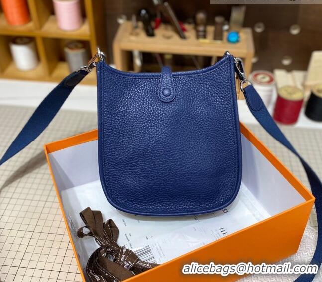 Well Crafted Hermes Evelyne Mini Bag 18cm in Togo Calfskin L1306300 Royal Blue/Silver