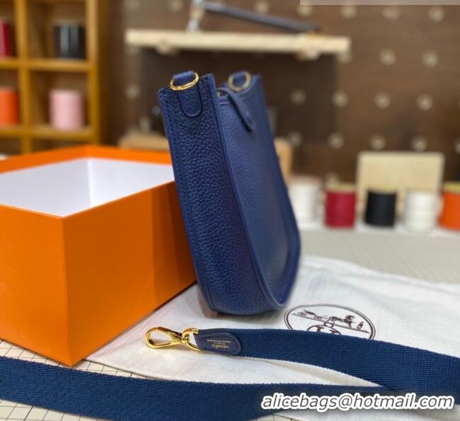 Super Quality Hermes Evelyne Mini Bag 18cm in Togo Calfskin L1306300 Royal Blue/Gold