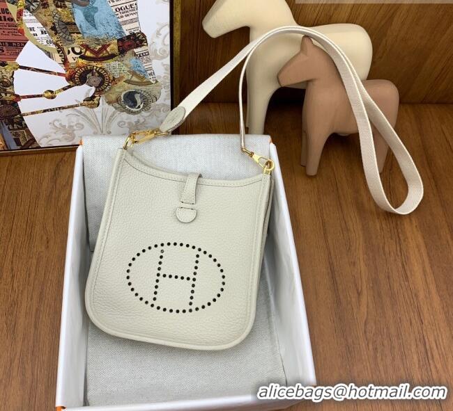 Discount Hermes Evelyne Mini TPM Bag 18cm in Original Togo Leather HB18 Milk White/Gold (Pure Handmade)