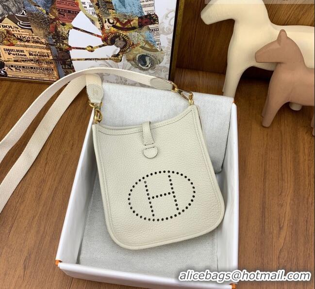 Discount Hermes Evelyne Mini TPM Bag 18cm in Original Togo Leather HB18 Milk White/Gold (Pure Handmade)