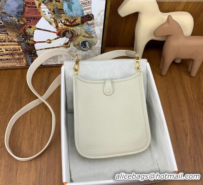 Discount Hermes Evelyne Mini TPM Bag 18cm in Original Togo Leather HB18 Milk White/Gold (Pure Handmade)