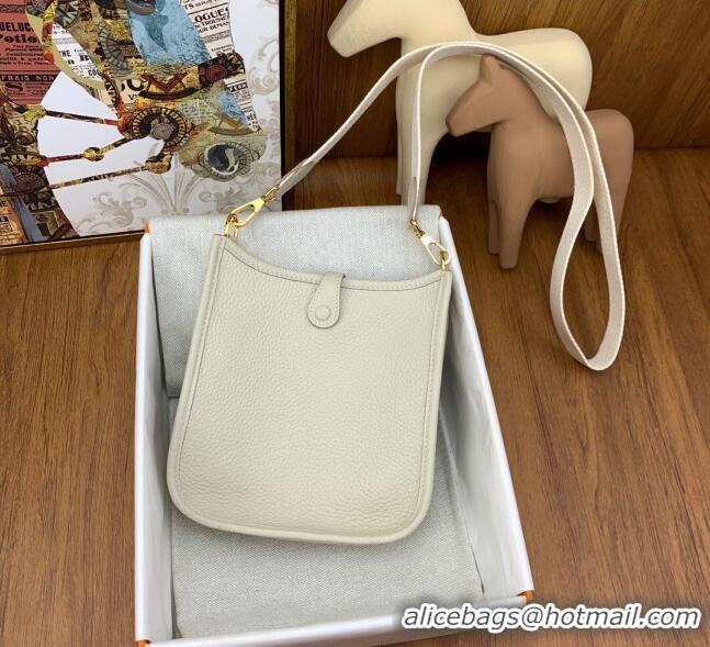 Discount Hermes Evelyne Mini TPM Bag 18cm in Original Togo Leather HB18 Milk White/Gold (Pure Handmade)