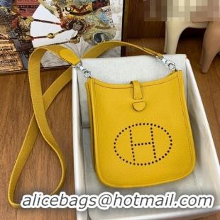 Good Product Hermes Evelyne Mini TPM Bag 18cm in Original Togo Leather HB18 Amber/Silver (Pure Handmade)