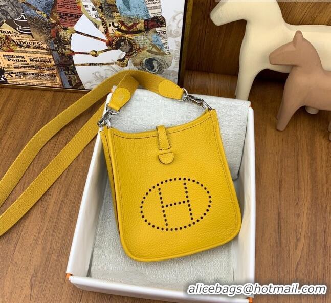 Good Product Hermes Evelyne Mini TPM Bag 18cm in Original Togo Leather HB18 Amber/Silver (Pure Handmade)