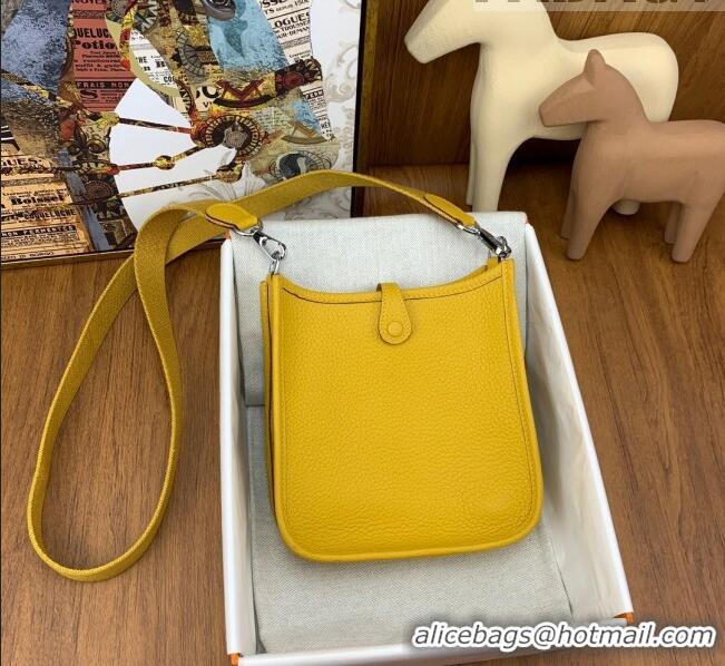 Good Product Hermes Evelyne Mini TPM Bag 18cm in Original Togo Leather HB18 Amber/Silver (Pure Handmade)