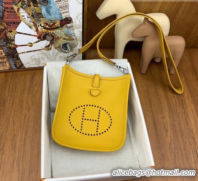 Good Product Hermes Evelyne Mini TPM Bag 18cm in Original Togo Leather HB18 Amber/Silver (Pure Handmade)