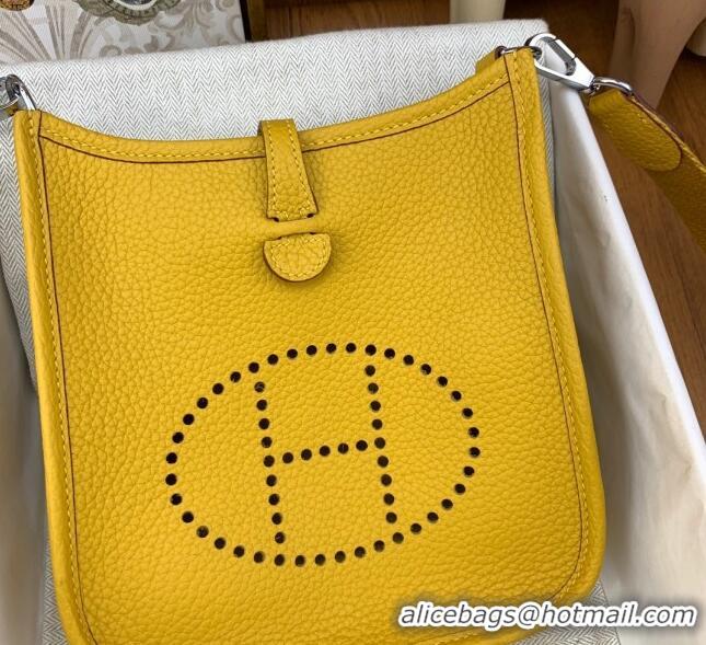 Good Product Hermes Evelyne Mini TPM Bag 18cm in Original Togo Leather HB18 Amber/Silver (Pure Handmade)