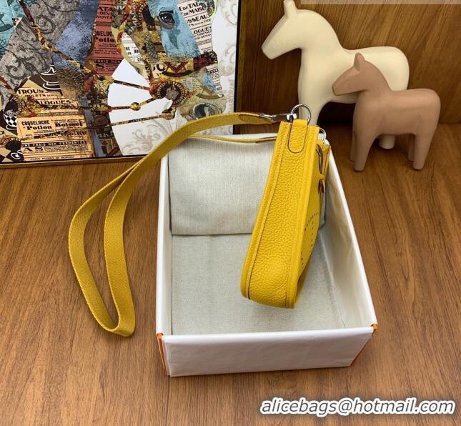 Good Product Hermes Evelyne Mini TPM Bag 18cm in Original Togo Leather HB18 Amber/Silver (Pure Handmade)