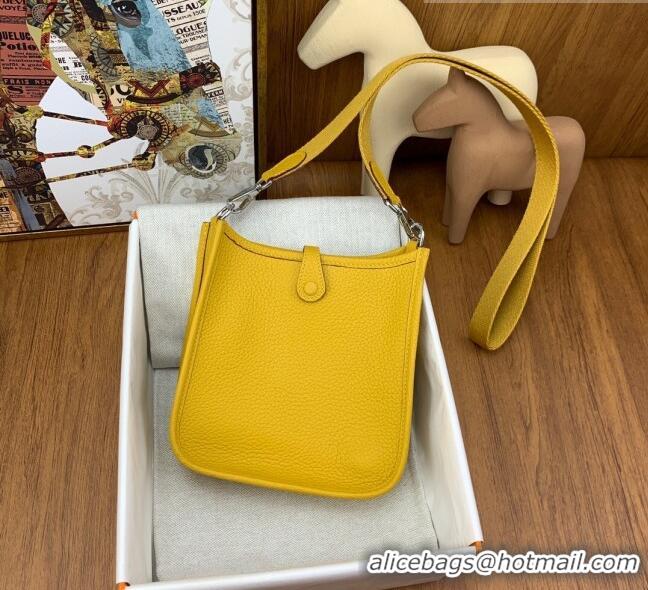 Good Product Hermes Evelyne Mini TPM Bag 18cm in Original Togo Leather HB18 Amber/Silver (Pure Handmade)