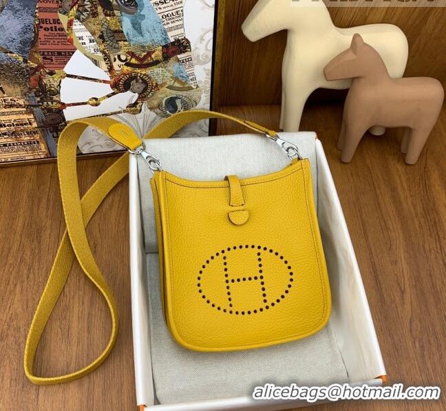 Good Product Hermes Evelyne Mini TPM Bag 18cm in Original Togo Leather HB18 Amber/Silver (Pure Handmade)