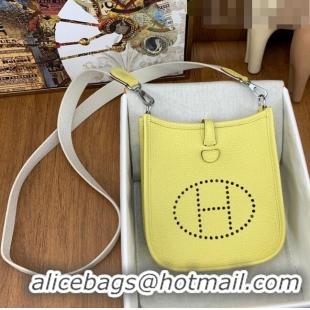 Super Quality Hermes Evelyne Mini TPM Bag 18cm in Original Togo Leather HB18 Chick Yellow/Silver (Pure Handmade)