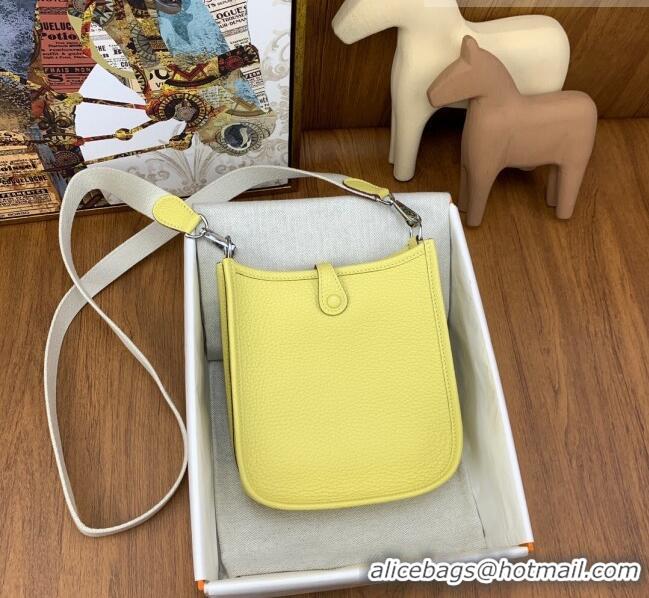 Super Quality Hermes Evelyne Mini TPM Bag 18cm in Original Togo Leather HB18 Chick Yellow/Silver (Pure Handmade)