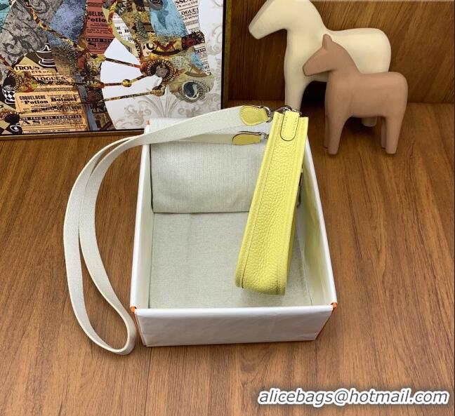 Super Quality Hermes Evelyne Mini TPM Bag 18cm in Original Togo Leather HB18 Chick Yellow/Silver (Pure Handmade)