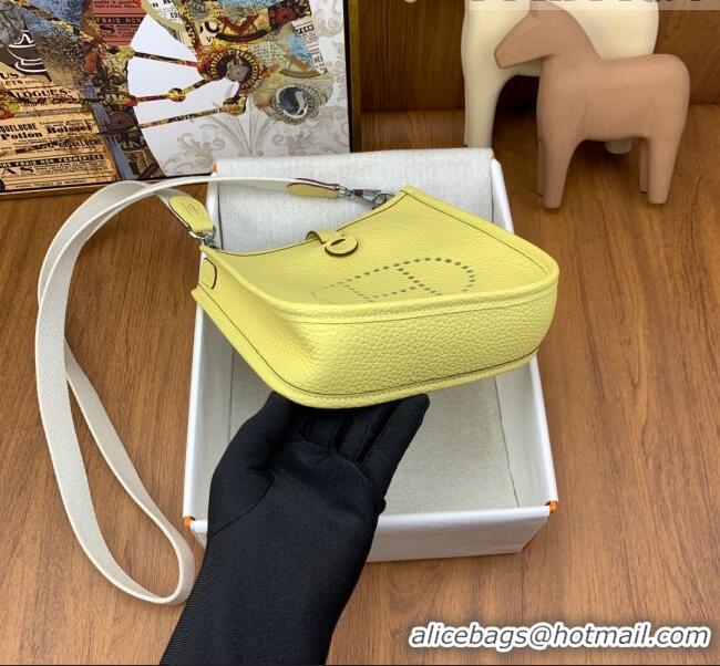 Super Quality Hermes Evelyne Mini TPM Bag 18cm in Original Togo Leather HB18 Chick Yellow/Silver (Pure Handmade)