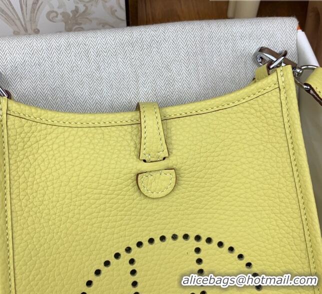 Super Quality Hermes Evelyne Mini TPM Bag 18cm in Original Togo Leather HB18 Chick Yellow/Silver (Pure Handmade)