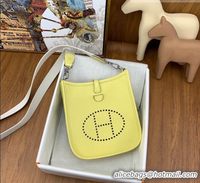 Super Quality Hermes Evelyne Mini TPM Bag 18cm in Original Togo Leather HB18 Chick Yellow/Silver (Pure Handmade)