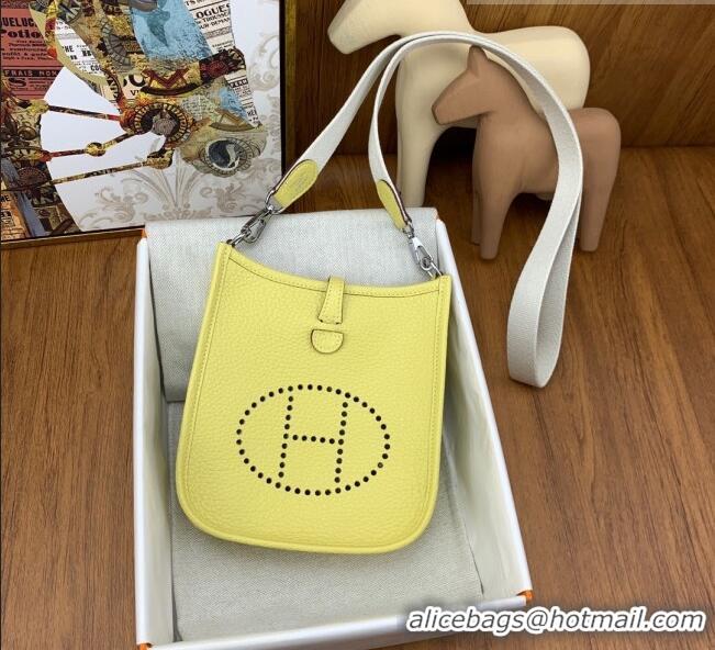 Super Quality Hermes Evelyne Mini TPM Bag 18cm in Original Togo Leather HB18 Chick Yellow/Silver (Pure Handmade)