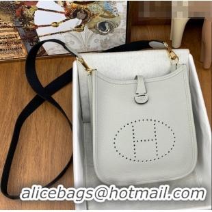 Inexpensive Hermes Evelyne Mini TPM Bag 18cm in Original Togo Leather HB18 Pearl Grey/Gold (Pure Handmade)