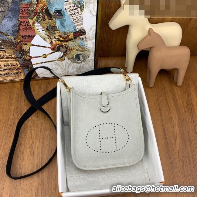 Inexpensive Hermes Evelyne Mini TPM Bag 18cm in Original Togo Leather HB18 Pearl Grey/Gold (Pure Handmade)