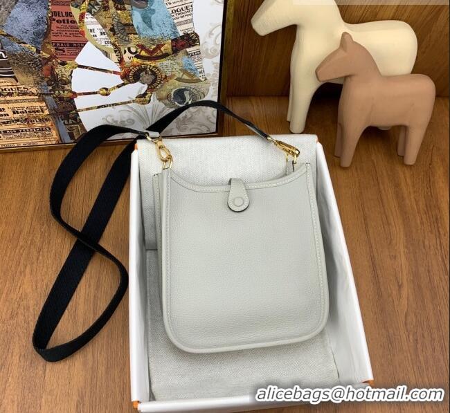 Inexpensive Hermes Evelyne Mini TPM Bag 18cm in Original Togo Leather HB18 Pearl Grey/Gold (Pure Handmade)