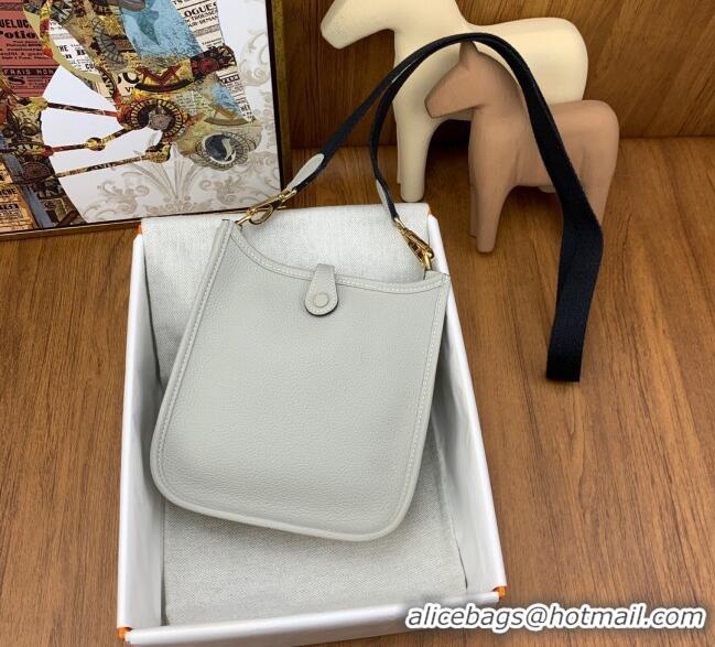 Inexpensive Hermes Evelyne Mini TPM Bag 18cm in Original Togo Leather HB18 Pearl Grey/Gold (Pure Handmade)