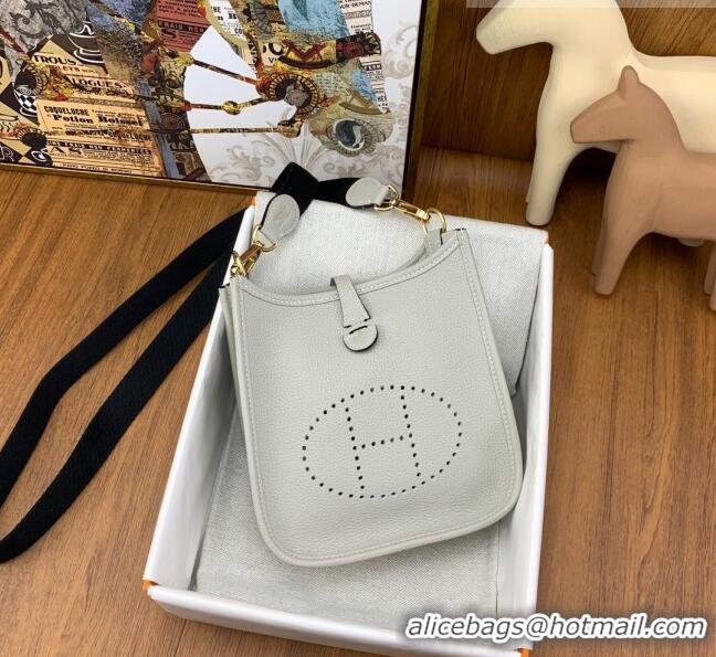 Inexpensive Hermes Evelyne Mini TPM Bag 18cm in Original Togo Leather HB18 Pearl Grey/Gold (Pure Handmade)