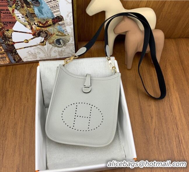 Inexpensive Hermes Evelyne Mini TPM Bag 18cm in Original Togo Leather HB18 Pearl Grey/Gold (Pure Handmade)