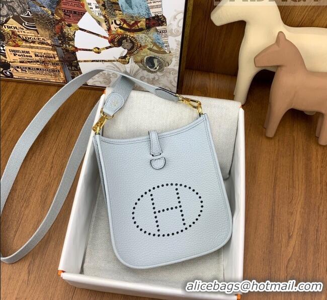 Super Quality Hermes Evelyne Mini TPM Bag 18cm in Original Togo Leather HB18 Grail Blue/Gold (Pure Handmade)