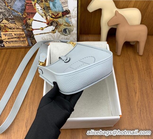 Super Quality Hermes Evelyne Mini TPM Bag 18cm in Original Togo Leather HB18 Grail Blue/Gold (Pure Handmade)