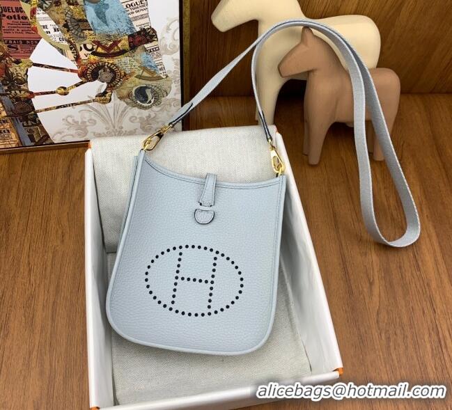 Super Quality Hermes Evelyne Mini TPM Bag 18cm in Original Togo Leather HB18 Grail Blue/Gold (Pure Handmade)