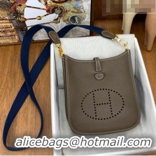 Super Quality Hermes Evelyne Mini TPM Bag 18cm in Original Togo Leather HB18 Etoupe/Gold (Pure Handmade)