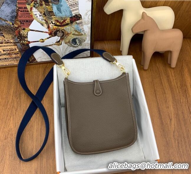 Super Quality Hermes Evelyne Mini TPM Bag 18cm in Original Togo Leather HB18 Etoupe/Gold (Pure Handmade)