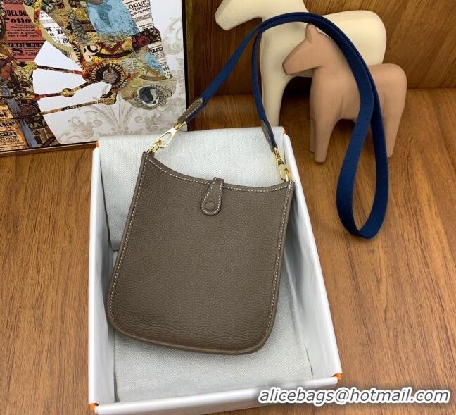 Super Quality Hermes Evelyne Mini TPM Bag 18cm in Original Togo Leather HB18 Etoupe/Gold (Pure Handmade)