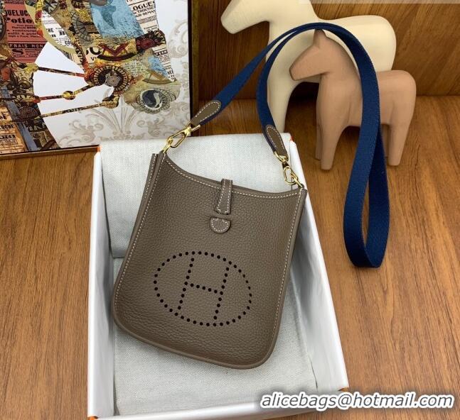 Super Quality Hermes Evelyne Mini TPM Bag 18cm in Original Togo Leather HB18 Etoupe/Gold (Pure Handmade)