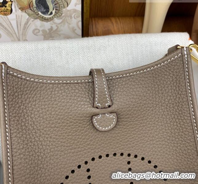 Super Quality Hermes Evelyne Mini TPM Bag 18cm in Original Togo Leather HB18 Etoupe/Gold (Pure Handmade)