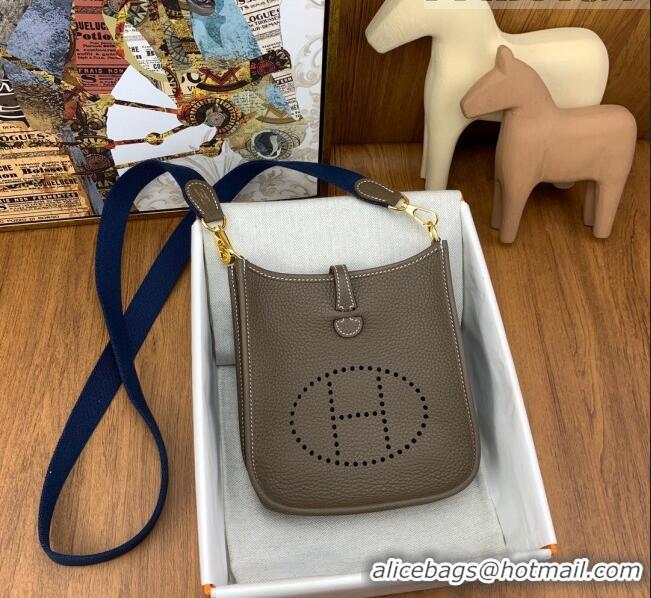 Super Quality Hermes Evelyne Mini TPM Bag 18cm in Original Togo Leather HB18 Etoupe/Gold (Pure Handmade)