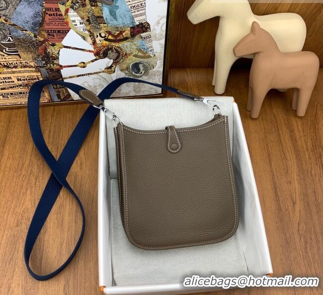 Top Quality Hermes Evelyne Mini TPM Bag 18cm in Original Togo Leather HB18 Etoupe/Silver (Pure Handmade)