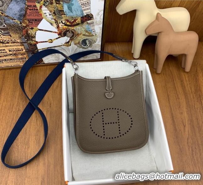 Top Quality Hermes Evelyne Mini TPM Bag 18cm in Original Togo Leather HB18 Etoupe/Silver (Pure Handmade)