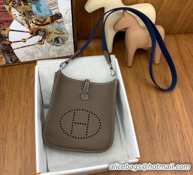 Top Quality Hermes Evelyne Mini TPM Bag 18cm in Original Togo Leather HB18 Etoupe/Silver (Pure Handmade)