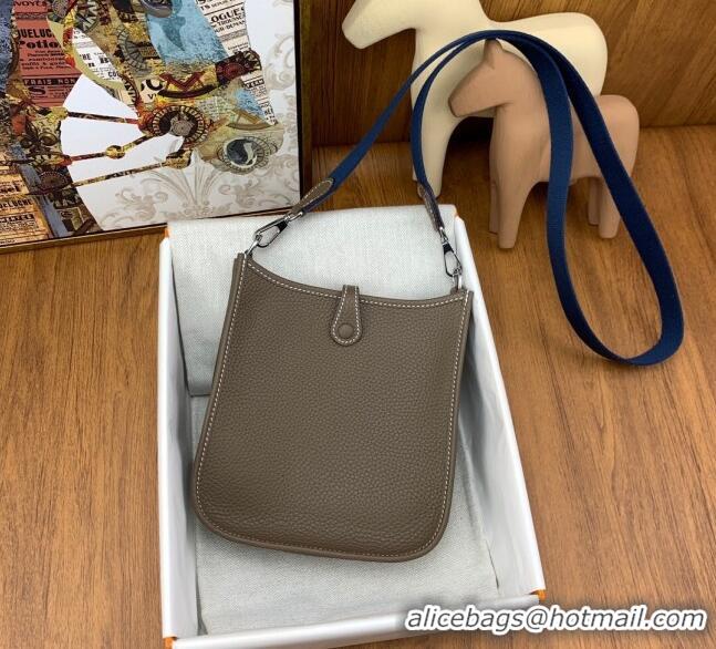 Top Quality Hermes Evelyne Mini TPM Bag 18cm in Original Togo Leather HB18 Etoupe/Silver (Pure Handmade)