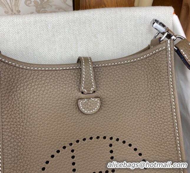 Top Quality Hermes Evelyne Mini TPM Bag 18cm in Original Togo Leather HB18 Etoupe/Silver (Pure Handmade)