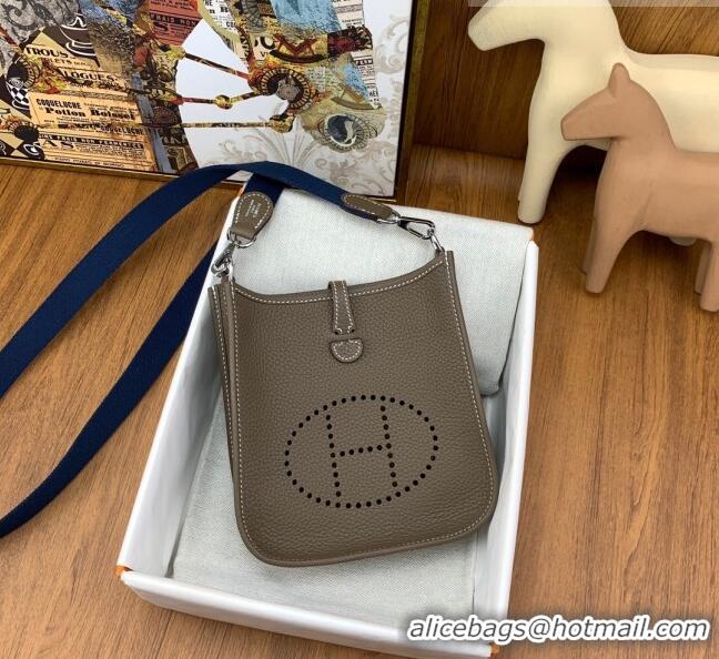 Top Quality Hermes Evelyne Mini TPM Bag 18cm in Original Togo Leather HB18 Etoupe/Silver (Pure Handmade)